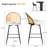 Modern Dining Chairs with Full Rattan Backrest, Farmhouse Armless Mesh Cane Back Fleece Side Chairs with Metal Legs for Dining, Living Room, Set of 2, Beige