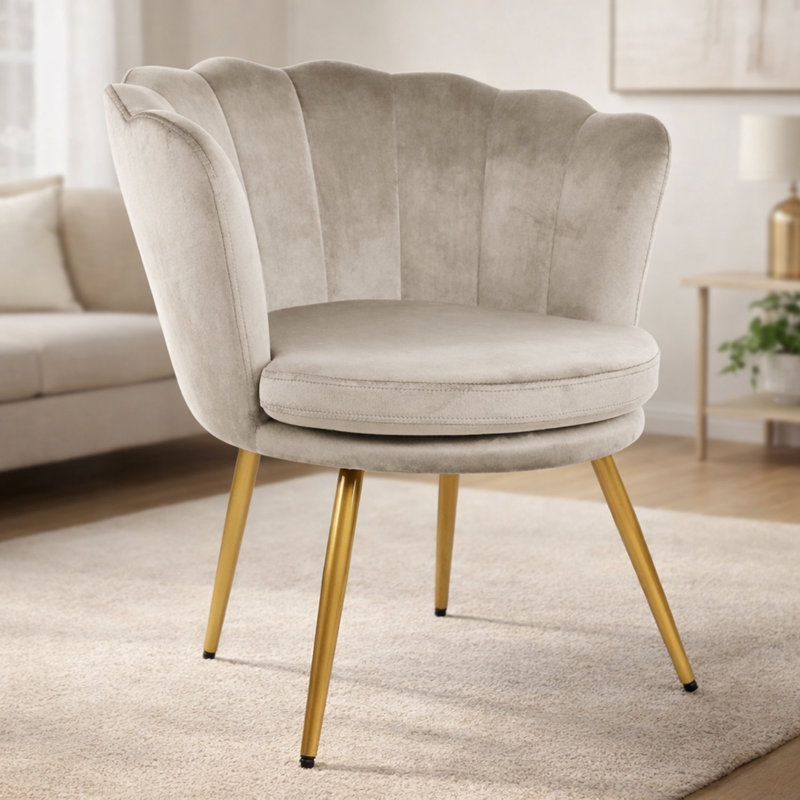 Octavius Velvet Barrel Chair, Beige