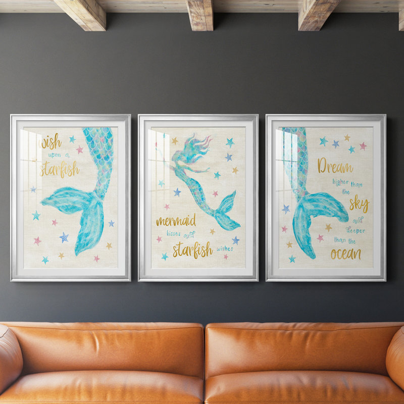 «Mermaid Dream» - reproduction de 3 pièces, Argent, H 30,5 po x l 127,5 po x P 1,5 po