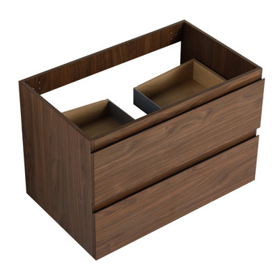 Meuble-lavabo contemporain en chêne brun de 30 po avec finition moderne durable et fonction de tiroir à fermeture en douceur