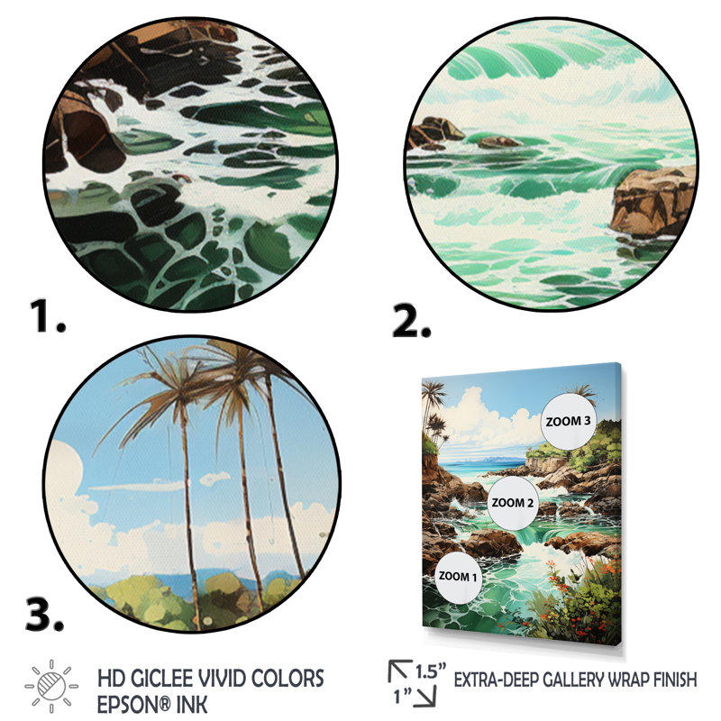 Photo de plage, vibrations tropicales - Nautique et plage, impressions sur toile, L 34 po x H 44 po, Cadre photo blanc