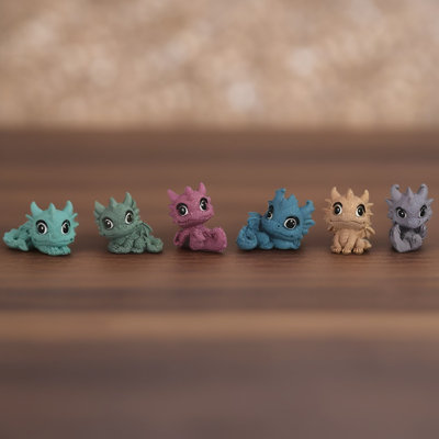 6-PC Set 2.25"H Mini Dragon Figurine