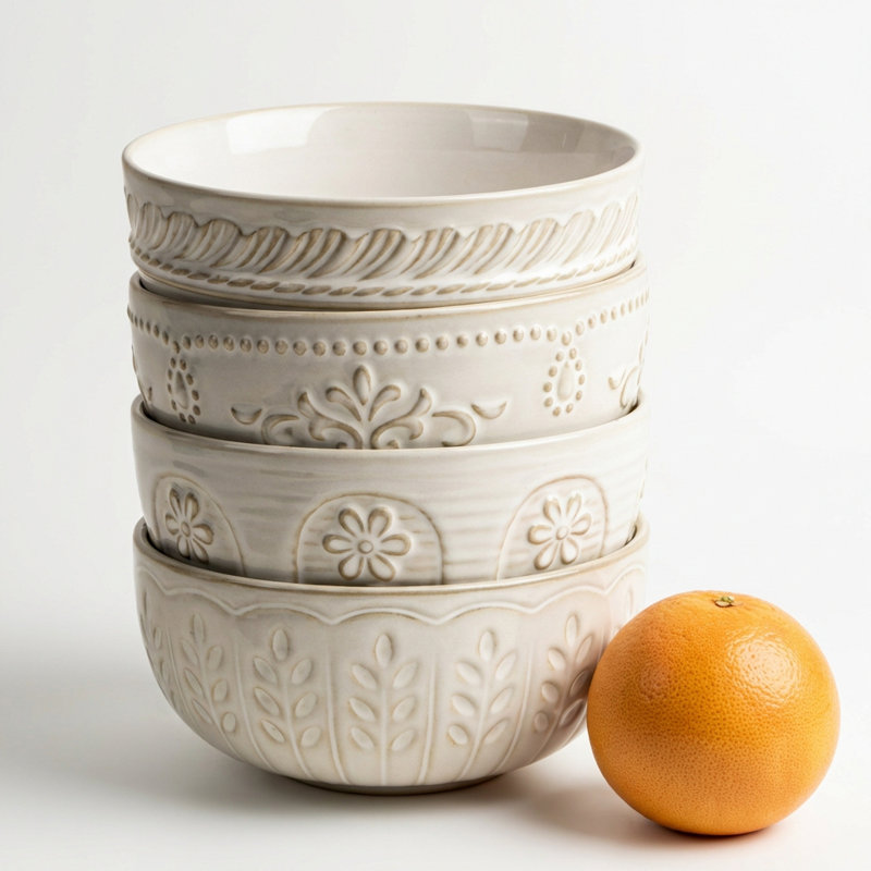 Bols à soupe en céramique 6,3 po - 32 oz. Bols à céréales et à salade en relief