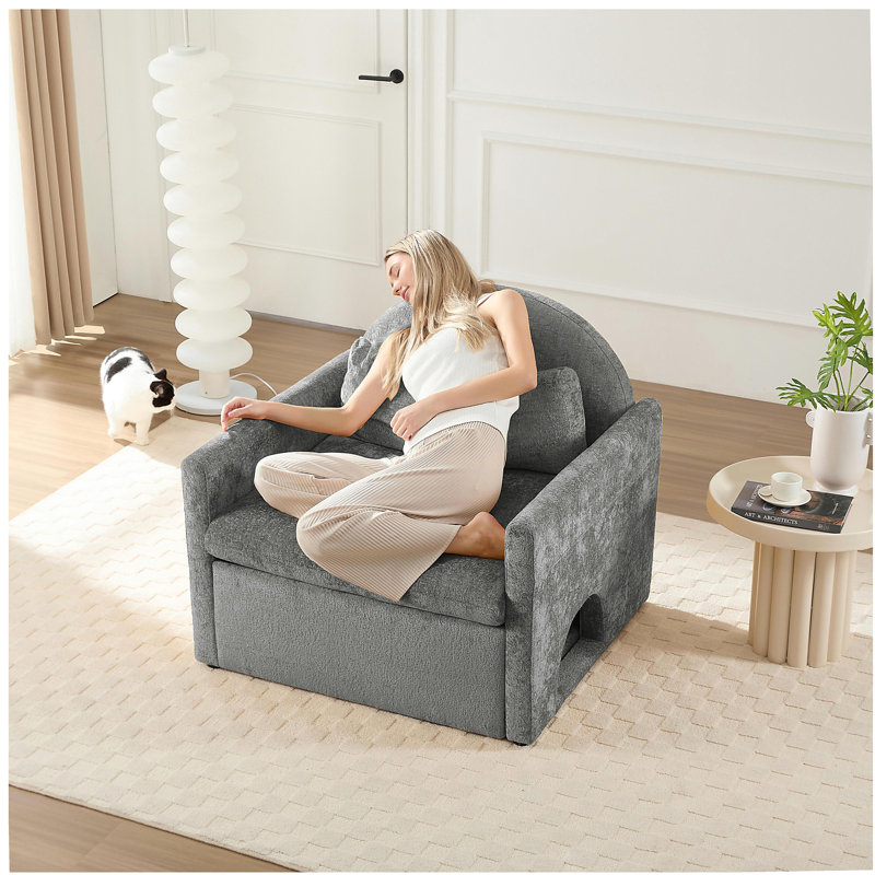 Fauteuil d'appoint simple en chenille de style moderne avec méridienne et canapé-lit pour salon, chambre à coucher