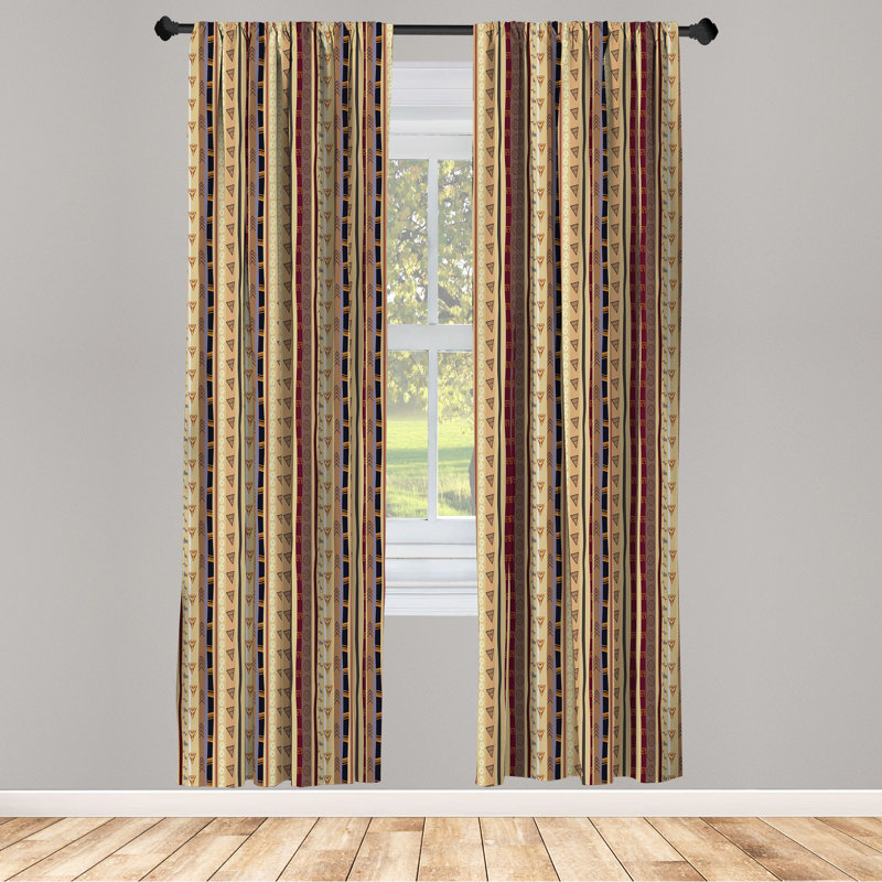 Tribal Striped Semi-Sheer Rod Pocket Sliding Panel, 28" x 95"