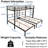 Triple Twin Bunk Bed In Black Metal With Quiet Slats, Lower Side Table, Extended Top Space, And Full Guardrails For Vacation Rentals L-Shaped Steel Structure, Noise Wood Table On Lower, Full Siblings