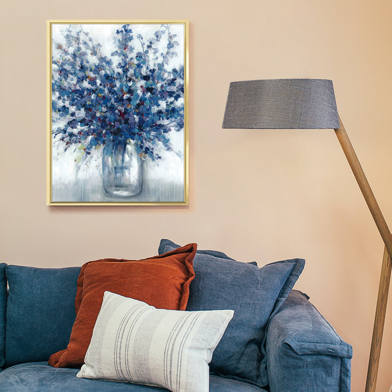 Luxueuse reproduction d'art sur toile encadrée en aluminium pour le salon, Or, H 24 po x l 16 po