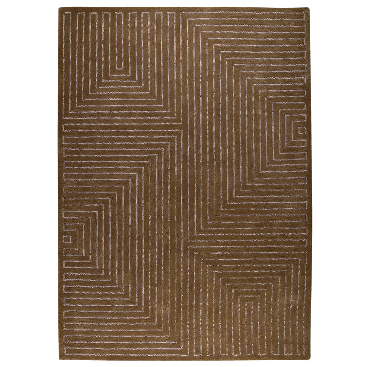 Dalley Geometric Hand Tufted Wool/Cotton Brown Area Rug
