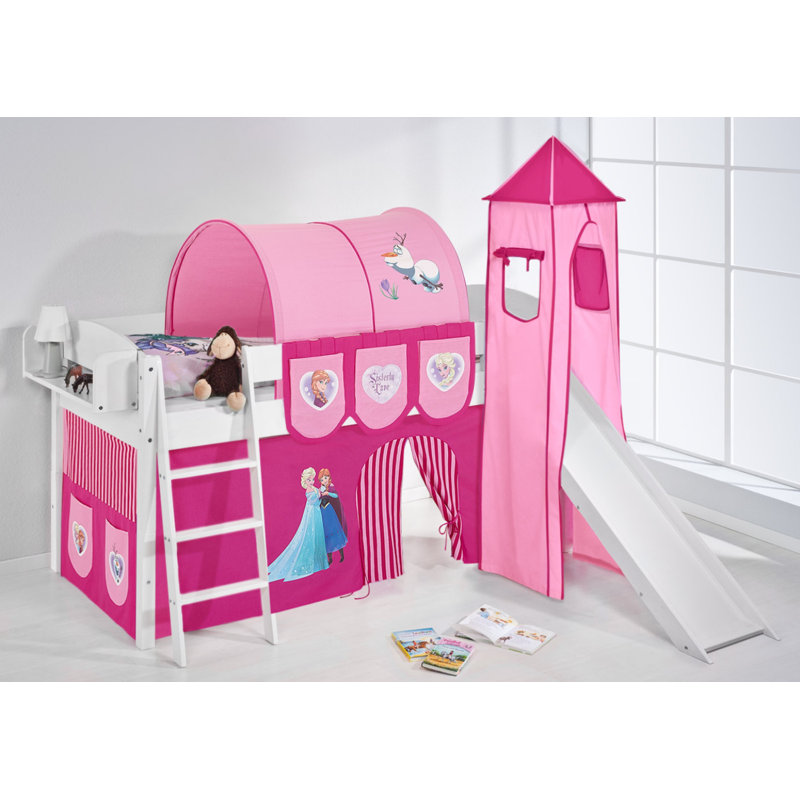 Disney's Frozen European Single (90 X 200Cm) Solid Wood Low Loft Bed by Lilokids, Pink