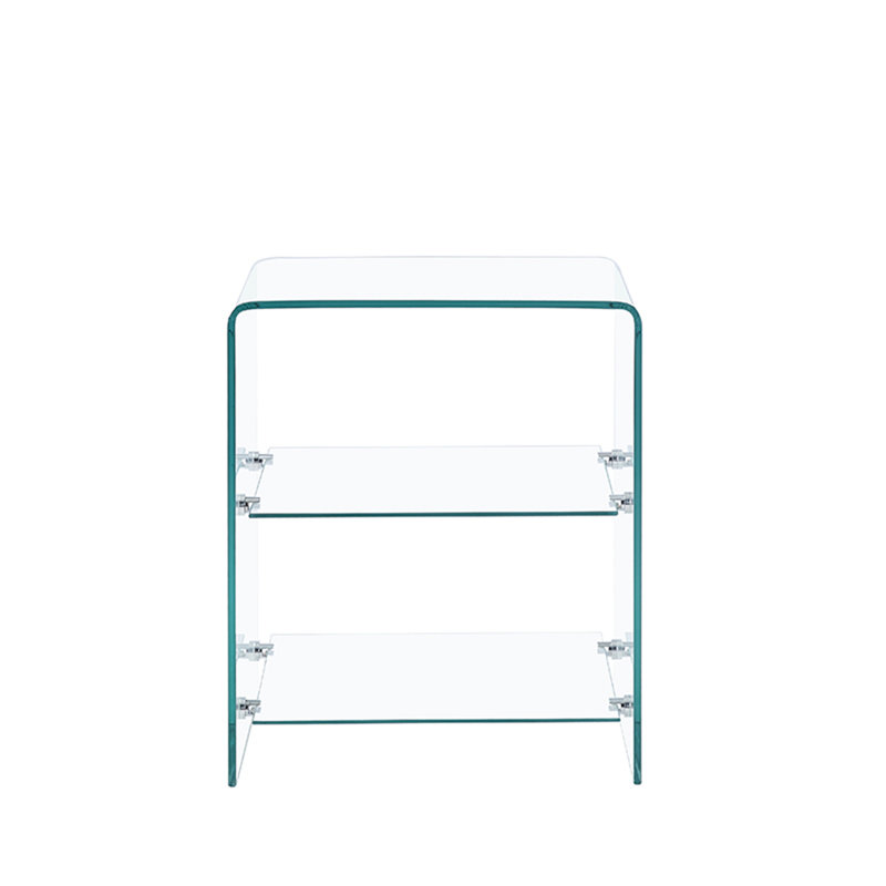 2 Layer Tempered Glass Side Table, Clear Glass Sofa Table