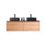 Meuble-lavabo double en contreplaqué de chêne naturel avec plateau en quartz d'ingénierie Jasmine-93831025