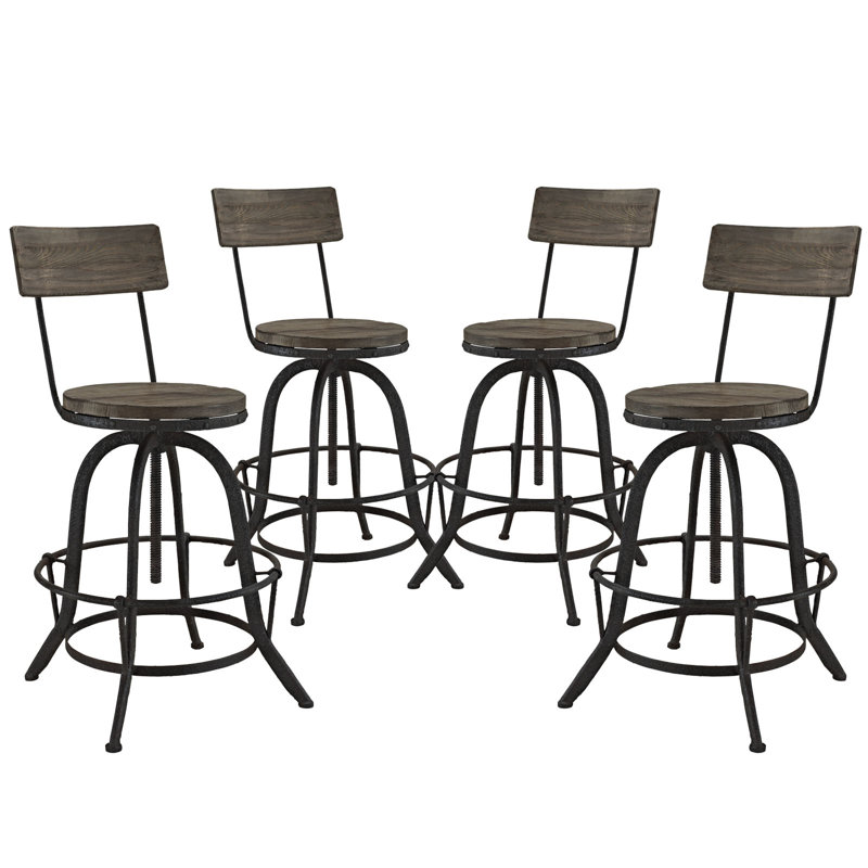 Procure Metal and Pine Bar Stools, Brown
