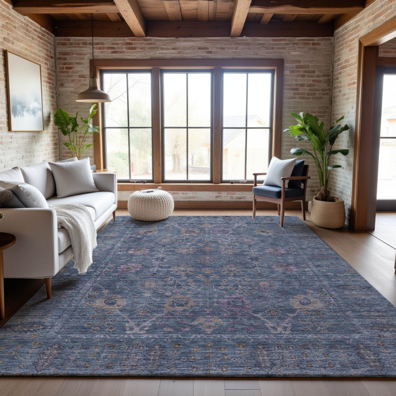 Premium Machine Washable Wayne AMF1106 Global Rug, Rectangle 3' x 5'