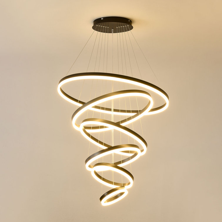 6-Ring LED Chandelier Light Modern Ceiling Light Fixture 3000-6000K Color Temperature Timing With Remote Control