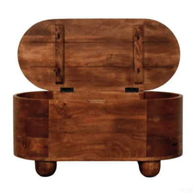 Solid Wood Curva Storage Trunk,Oak with Storage