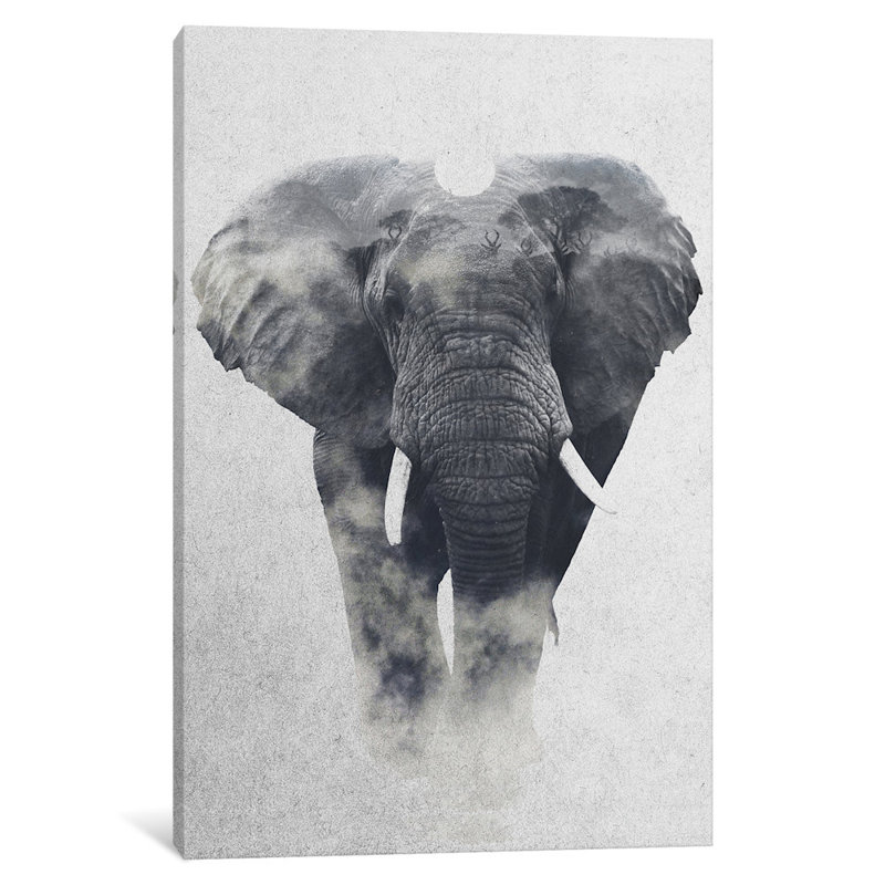 « éléphant », reproduction de photo sur toile tendue, H 12 po x l 8 po x P 0,75 po