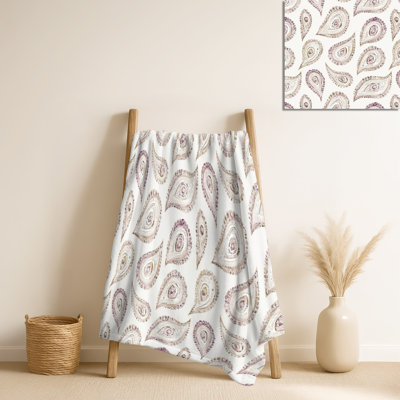 Paisley Dreams beige rétro - couverture chaude rustique, jeté confortable de style campagnard