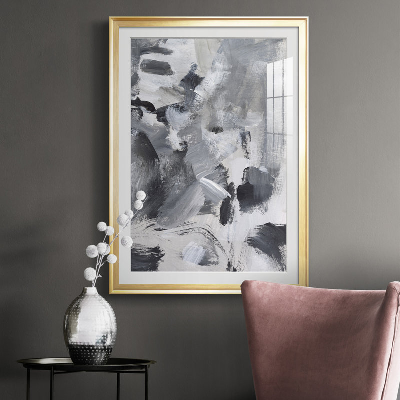 «Black & White Mix II» - reproduction de cadre photo, Cadre doré, H 24,5 po x l 18,5 po x P 1 po