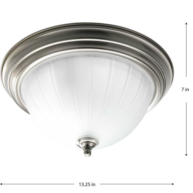 Bodnar Glass Flush Mount, Medium Base, Brushed Nickel, 7" H x 13.25" W