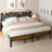 King Upholstered Bed Frame With LED Lights & Storage Headboard, Metal Platform Bed with Charging Station, No Box Spring Needed-1030543744