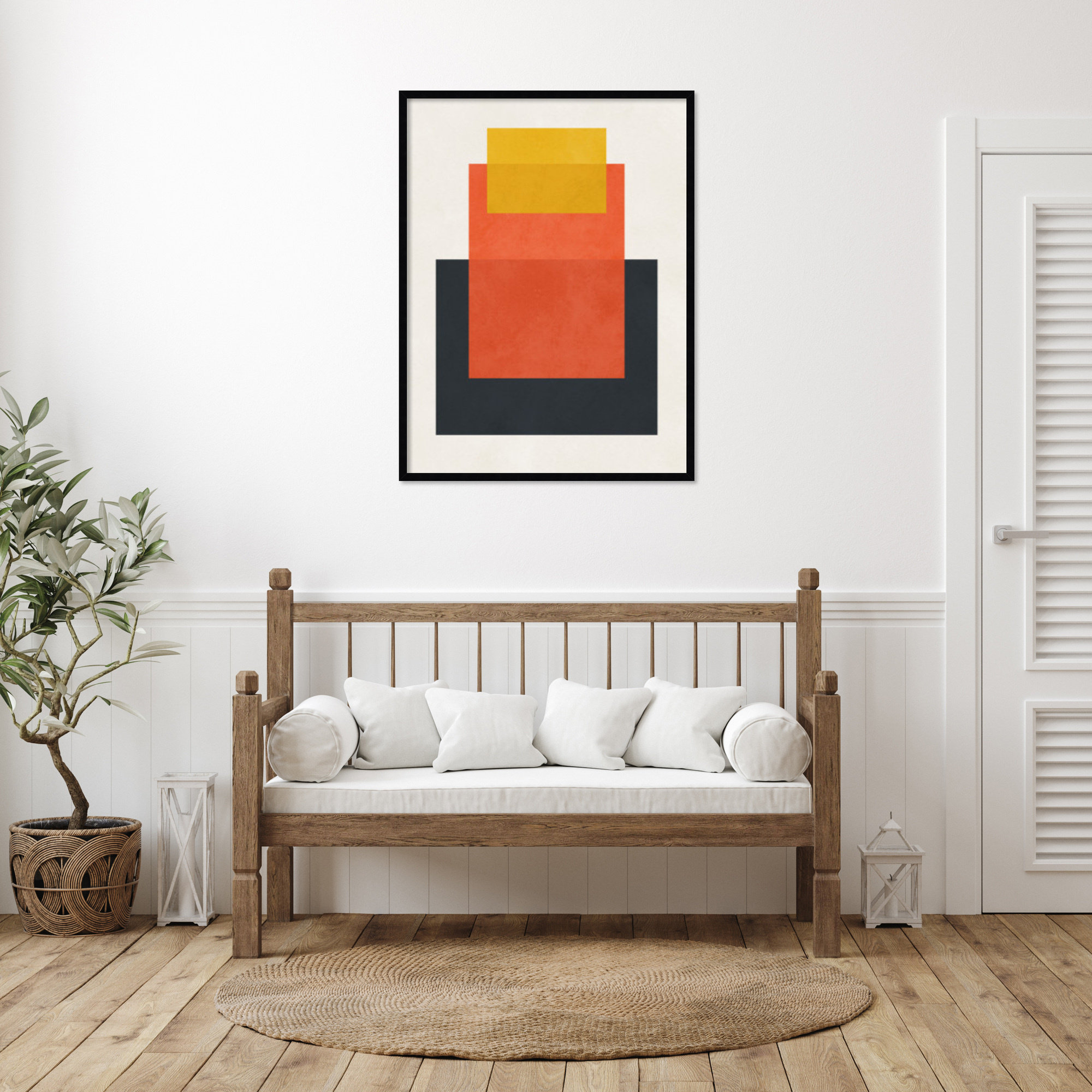 Overlapping geometry 10 by Norvin Wood Framed Wall Art Print, Brown/Orange, Black, 41" H x 31" W
