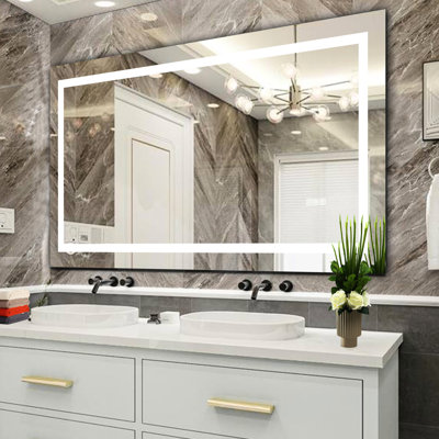 Miroir de meuble-lavabo à DEL 48 po x 36 po - brouillard, luminosité et couleur personnalisables pour le toilettage, installation facile des lumières de salle de bain avec température réglable, technique d'installation simple