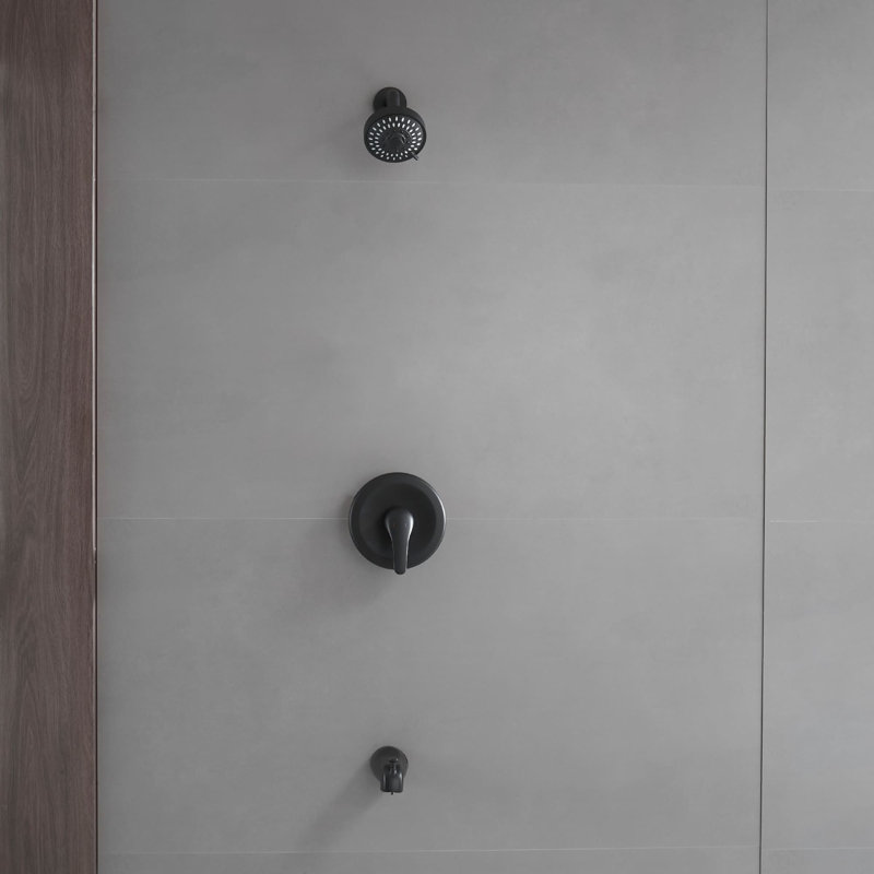 Wall Mounted Shower System With Tub Spout Single Handle Shower Faucet Set Brass Shower Trim Kit With Pressure Balance Valve