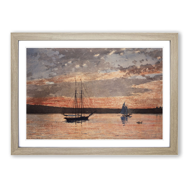 Sunset at Gloucester by Winslow Homer - Framed Print, Oak Framed, 48cm H x 65cm W x 2cm D