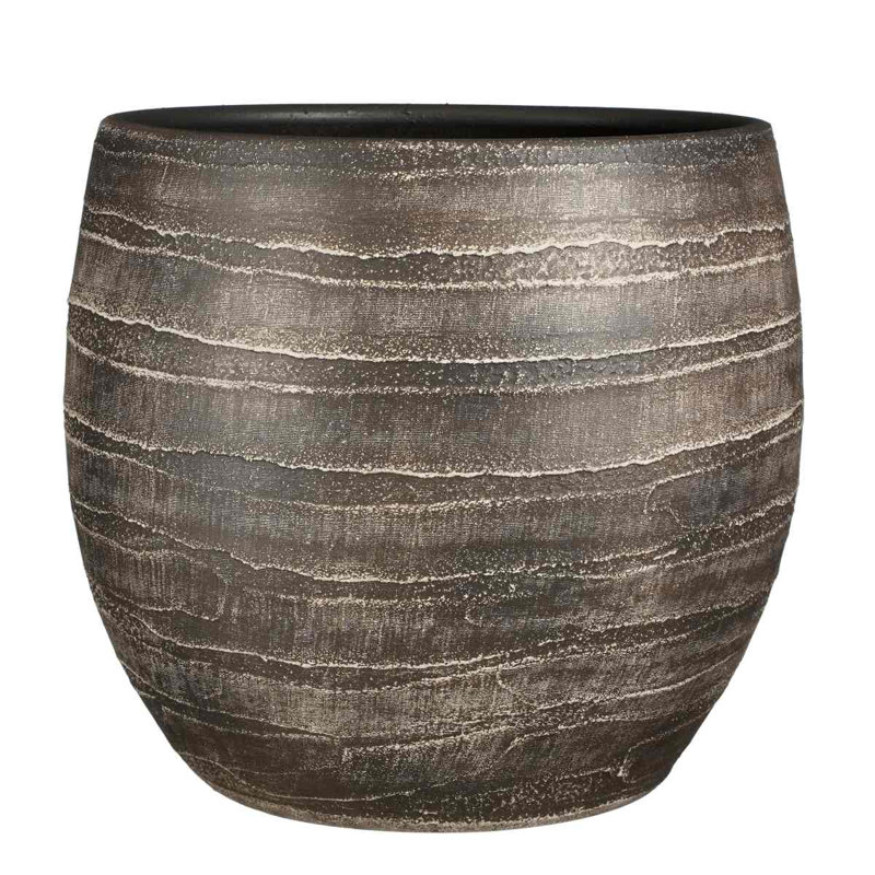 Assaria Ceramic Pot Planter, Black, 32cm H x 36cm W x 36cm D