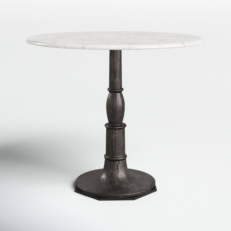 Mickley 36'' Round Marble and Iron Pedestal Dining Table