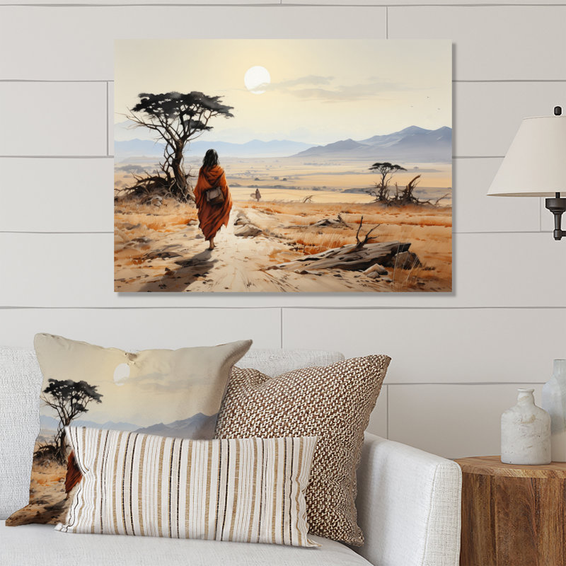 «African Nomadic Wanderer II», reproduction d'art en métal africain, H 30 po x l 40 po x P 1 po