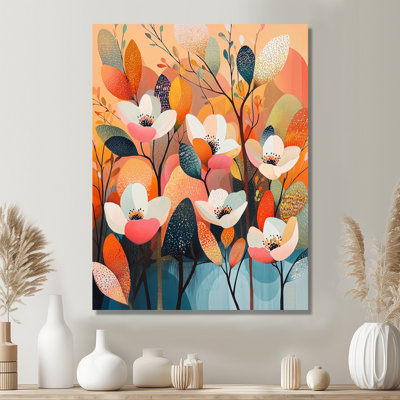 Abstract Colorful Botanical Harmony Dogwood Flowers II -Dogwood Metal Wall Art