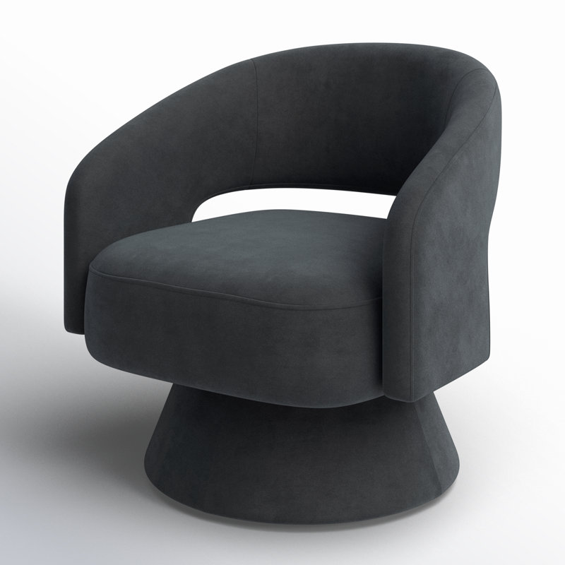 Fauteuil d'appoint pivotant Bhupendra, Velours gris foncé