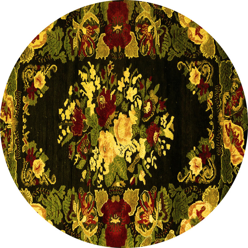 Washable Floral Indoor Rug, Round 6'