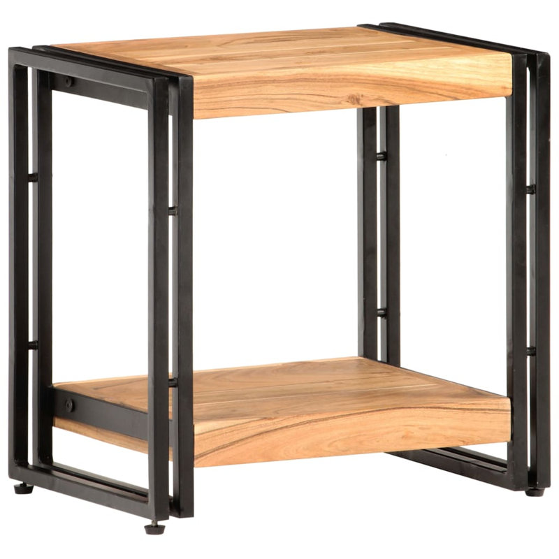 Downend Solid Wood End Table with Storage, Beige