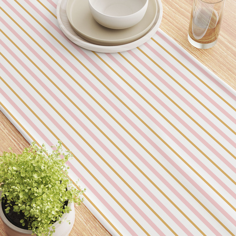 Rectangular Striped Cotton Twill Tablecloth, 90" L x  16" W