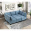 Chaise de salon modulaire 1 pièce en bois massif capitonné bleu