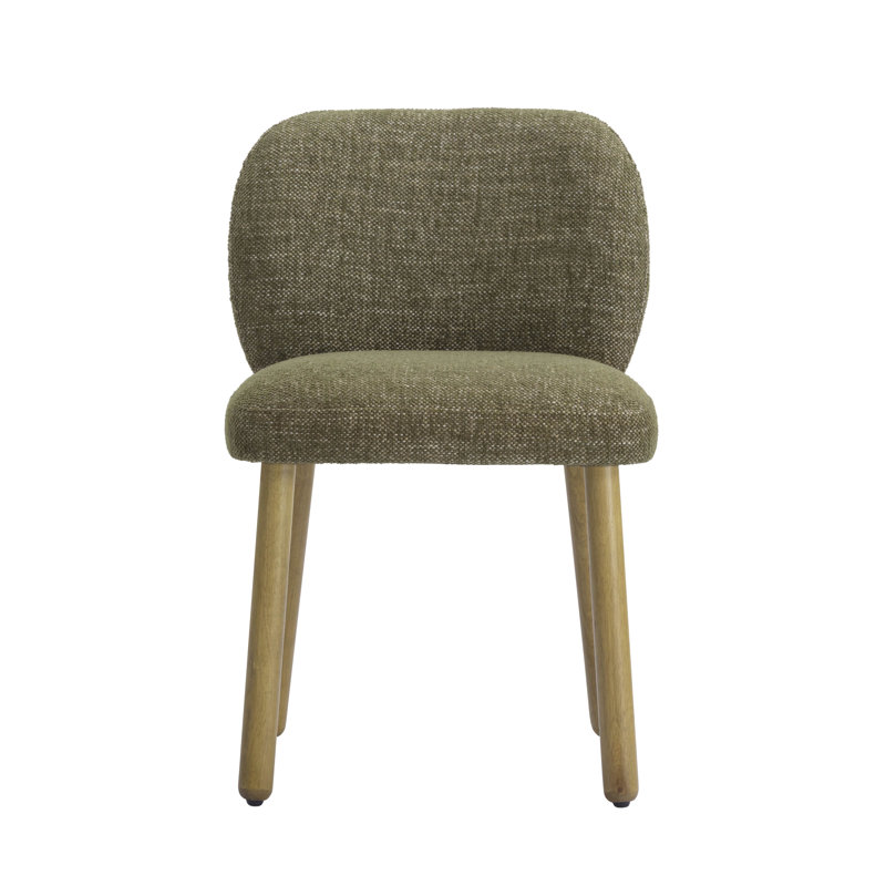 Foxy Textured Fabric Dining Chair, Olive Green, Light Brown