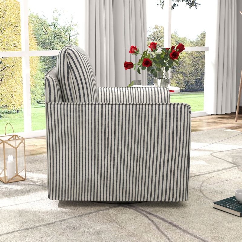 Fauteuil demi-tonneau pivotant avec coussin amovible l 29,7 po Kandyn, Polyester bleu