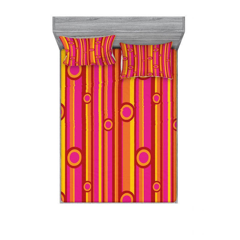 Microfiber Geometric Sheet Set, Queen Sheet Set with Fitted Sheet