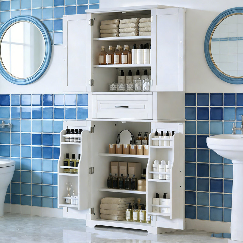 Armoire avec tiroir et tablette réglable Gakona, Blanc