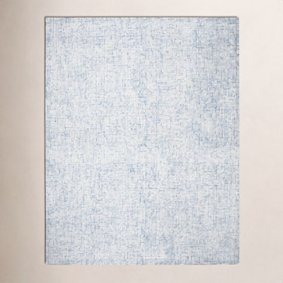 Rowe Ivory Blue Hand-Tufted Striped Rug
