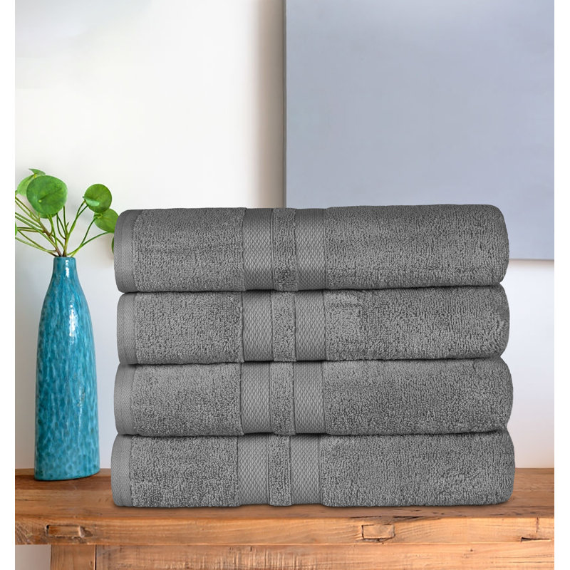 Winthrop Cotton Quick-Drying Solid Bath Towel Set, Charcoal