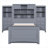 Solid Wood Platform Bed for Bedroom Soft Gray Twin Size With Integrated All-In-One Storage Cabinets and Drawers