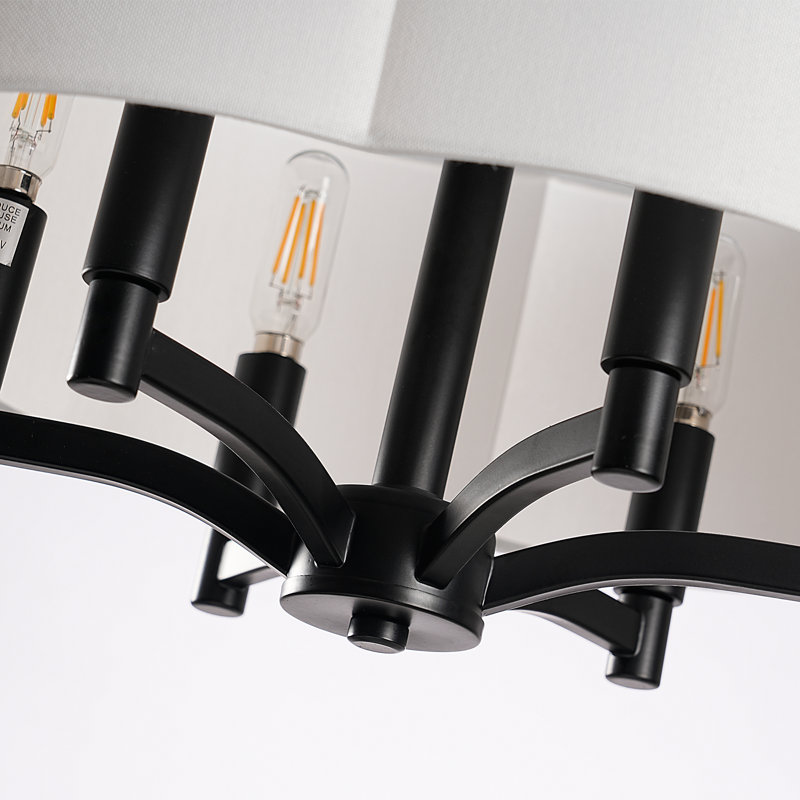 Luminaire suspendu festonné en tissu 17,5 pouces de large, Noir
