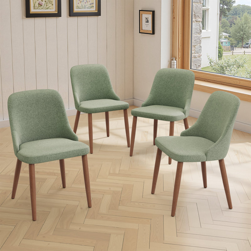Chaises de salle à manger rembourrées avec cadre en bois, Vert