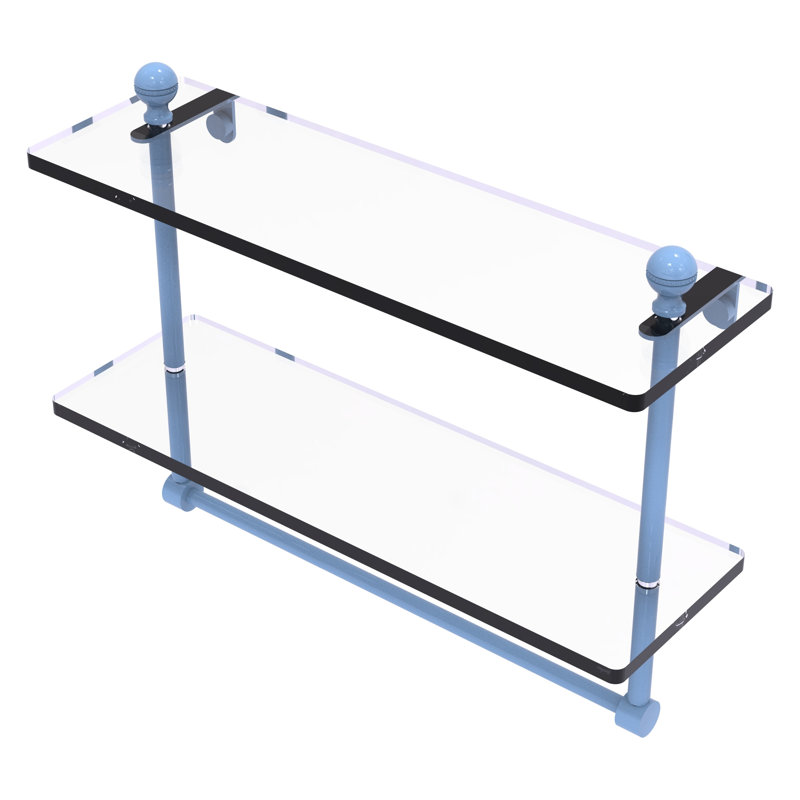 Tablette en verre à deux niveaux de la collection Mambo avec barre à serviettes intégrée MA, H 12 po x l 16 po x P 5 po
