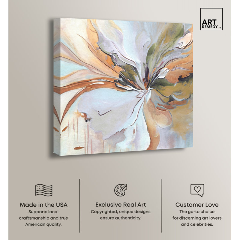 Golden Aesthetic Boho Abstract Canvas Wall Art, 24" x 24"