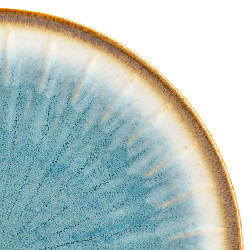 Light Blue Ceramic 16-Piece Embossed Dinnerware Set