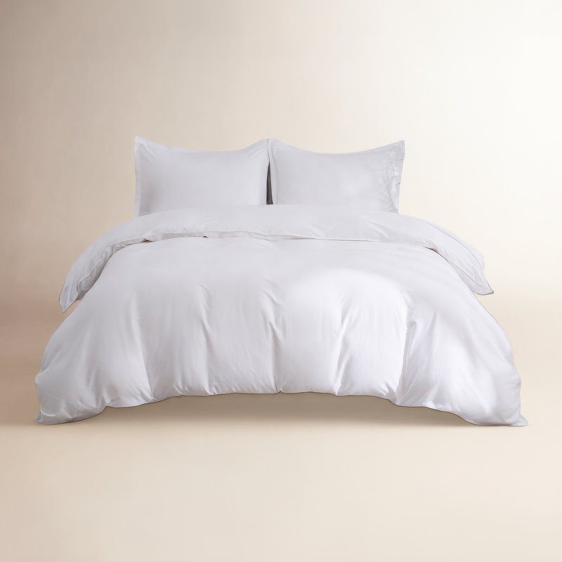 Ensemble de housse de couette en microfibre OCEAN FINE BEDDING, Blanc, Housse de couette simple + 1 taie décorative pour